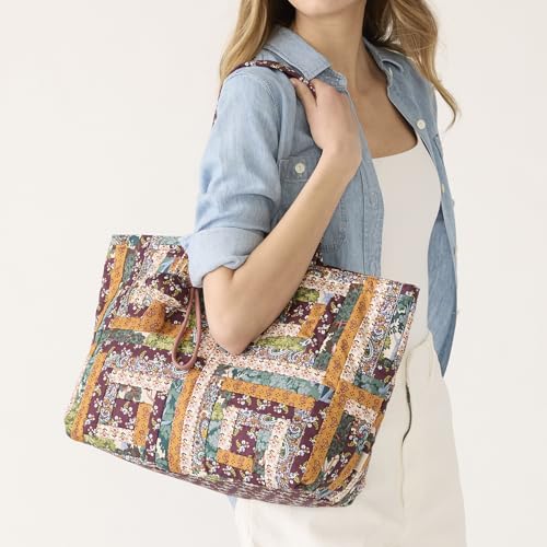 Vera Bradley Women's Premium Cotton Hathaway Tote Bag - color: Fall Harvest Patchwork