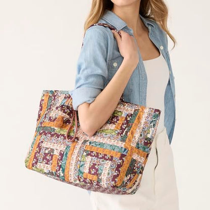 Vera Bradley Women's Premium Cotton Hathaway Tote Bag - color: Fall Harvest Patchwork