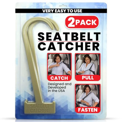 Seat Belt Catcher, Grabber, Seatbelt Reacher Tool - Khaki, 2 Pack - color: Khaki, size: 2 Piece