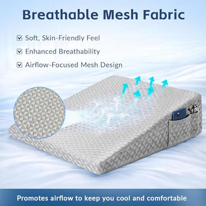 10" Wedge Pillowcase Soft and Breathable Replacement Case Light Grey, Only One Cover - color: Light Grey Cover, size: 24*24*10 inch