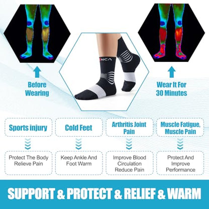 NEENCA Professional Compression Socks for Women Men Circulation, 20-30 mmHg - color: Black White, size: XX-Large