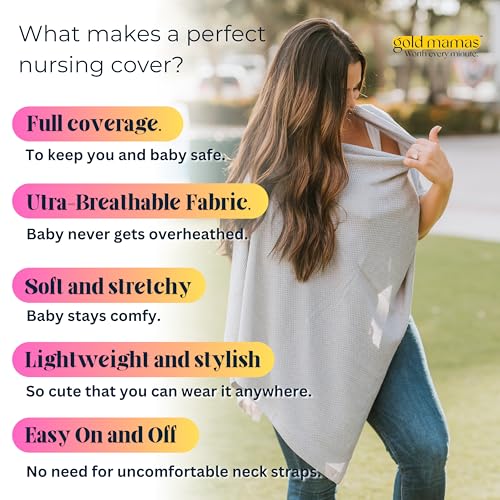 Gold Mamas Breathable Nursing Cover for Breastfeeding - color: TrueGray