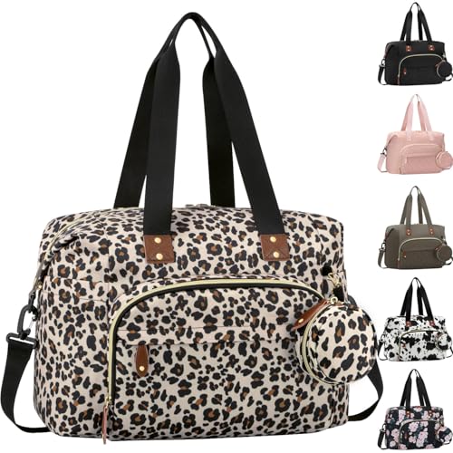 Tenot Diaper Bag Tote, Baby Bag with Pacifier Case Leopard Print - color: Leopard Print, size: Medium