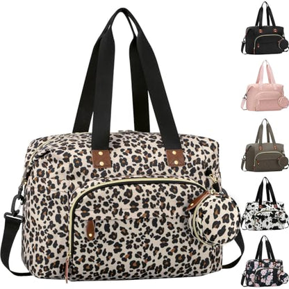 Tenot Diaper Bag Tote, Baby Bag with Pacifier Case Leopard Print - color: Leopard Print, size: Medium