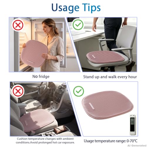 Cooling Gel Seat Cushion for Long Sitting, Pink - color: Pink