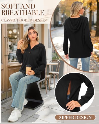 Neer Women's Nursing Hoodies Breastfeeding Shirts - color: Black, size: Medium