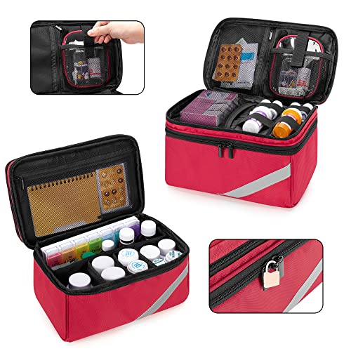 Trunab Medicine Storage and Organizer Bag Empty, Pill Bottle Organizer - color: Red