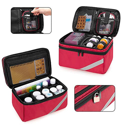 Trunab Medicine Storage and Organizer Bag Empty, Pill Bottle Organizer - color: Red