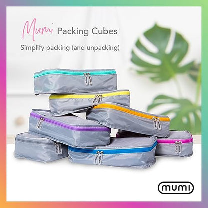MUMI Packing Cubes Set of 5 - Mesh-Top Luggage Organizers, Blue - color: Blue