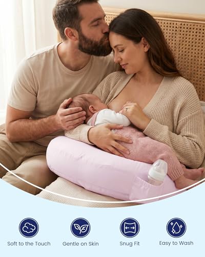 Nursing Pillow Cover Compatible with My Breast Friend Deluxe/Original - color: Pink Dots