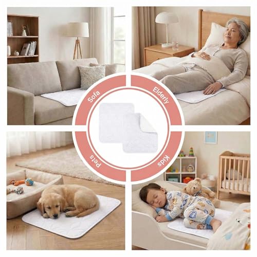 2 Pack Quilted Bed Pads Washable Waterproof 34x36 Inch White - color: White, size: 34"x36"