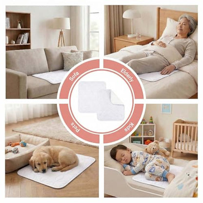 2 Pack Quilted Bed Pads Washable Waterproof 34x36 Inch White - color: White, size: 34"x36"