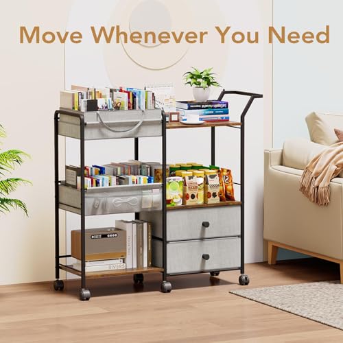 BBLIKE Diaper Caddy Organizer, Baby Storage Cart with Hanging Rack, Gray - color: Grey