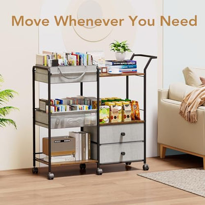 BBLIKE Diaper Caddy Organizer, Baby Storage Cart with Hanging Rack, Gray - color: Grey