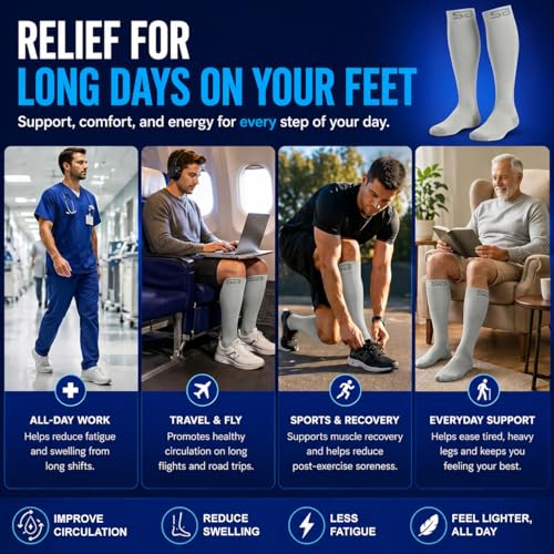 SB SOX 3-Pair Compression Socks (15-20mmHg) - color: 03 – Solid Gray, size: S/M