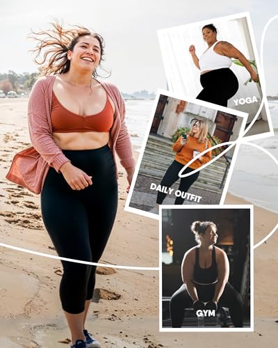 HLTPRO 3 Pack Plus Size Leggings for Women, High-Waisted and Stretchy - color: Black/ Green Camouflage/ Splinter, size: 3X-Large Plus