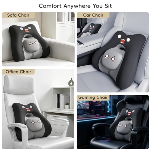 BEBAS Ergonomic Memoery Foam Lumbar Support Pillow for Car & Office, Black - color: Black