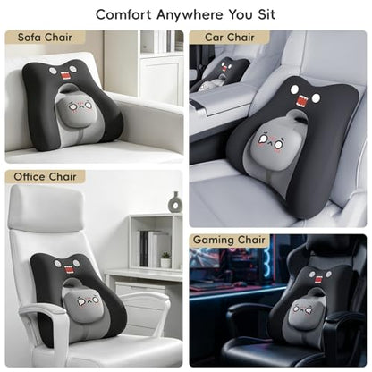BEBAS Ergonomic Memoery Foam Lumbar Support Pillow for Car & Office, Black - color: Black