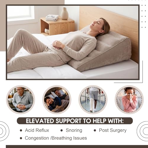 Gerrii 2 Pack Inflatable Wedge Pillow for Traveling Extra Wide 22" Portable Bed Wedge Pillows for Sleeping Head Shoulder Back Knee Leg Elevation, Acid Reflux, Back Pain Relief, Snoring