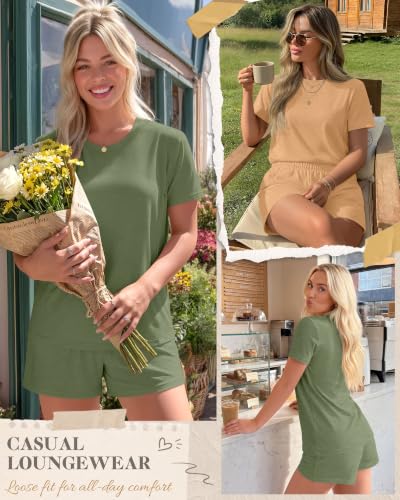 Riyiper 2 Packs Women's Nursing Pajamas Set - color: Yellow, Sage Green, size: Medium