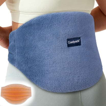 Comfpack Microwave Heating Pad for Back Pain Relief, Washable Microwavable Hot Compress Therapy for Sciatica Surgery Recovery, Lower Lumbar, Waist Warm Compress, Stomach, Cramps, Blue