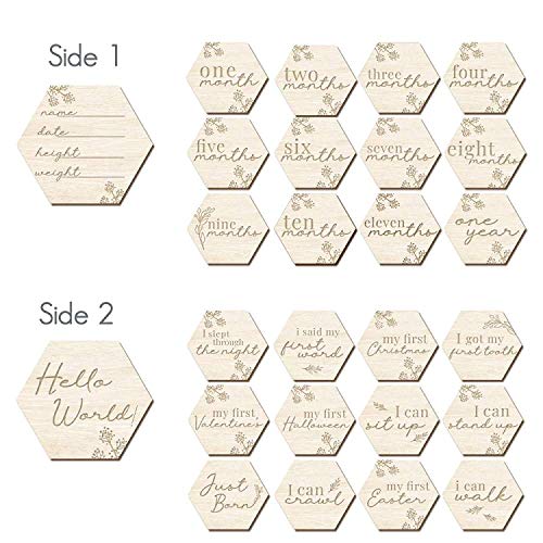 Wooden Baby Monthly Milestone Cards - Floral Design