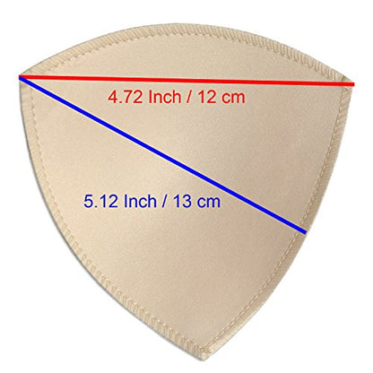3 Pairs Removeable Triangle Bra Pads Inserts for Bikinis Top, Sport/Yoga Bra, Swimsuit, A/B,C/D Cups Optional-Beige - size: B