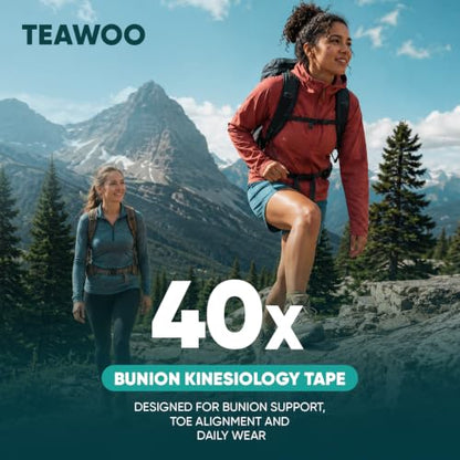 TEAWOO Pre-Cut Kinesiology Tape for Bunion, 40PCS Bunion Corrector Tape