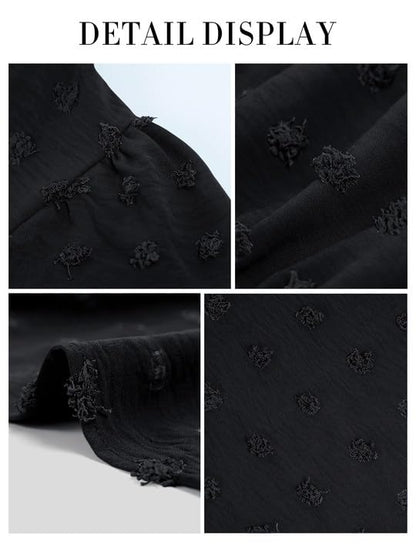 MASCOMODA Womens Summer Swiss Dot Maxi Dresses Wrap Boho Floral Long Dress - color: Black, size: Large