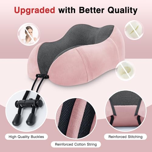 urnexttour Neck Pillow Airplane Travel Pillow 2 Pack Grey and Pink - color: Grey&pink