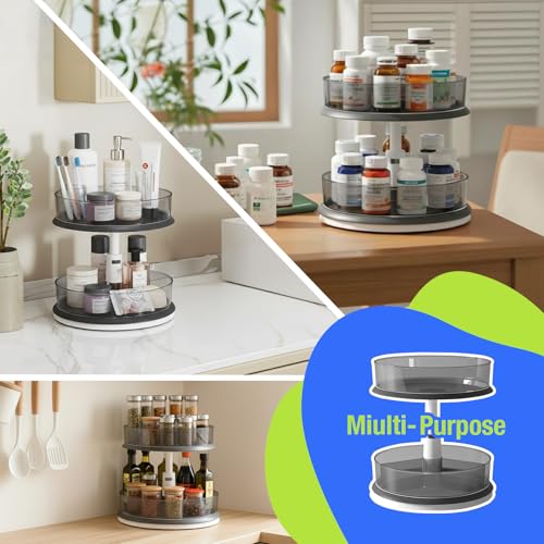 Lazy Susan Organizer for Medicine 2 Tier Pill Bottle Turntable