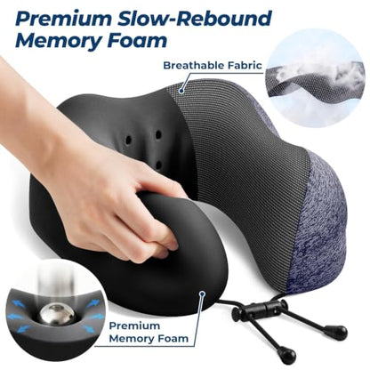 ExploreBliss Travel Pillow, Neck Pillow Airplane, Mottled Blue - color: Mottled Blue
