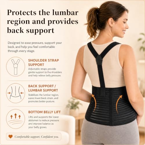 Pregnancy Belly Band, Pregnancy Support Belt, Black, X-Large - color: Black, size: X-Large