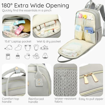 AIJIEKE Diaper Bag Backpack, Large Multi-functional Diaper Backpack, Gray - color: Grey