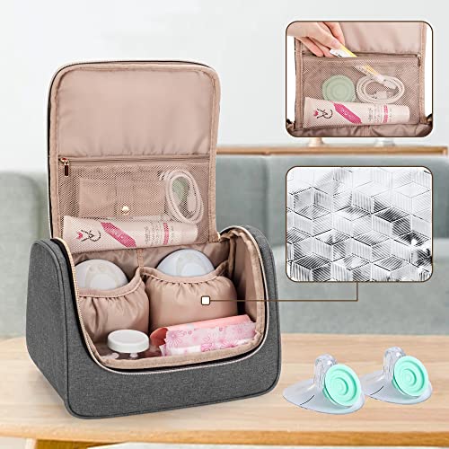 LUXJA Wearable Breast Pump Bag with a Waterproof Mat, Gray - color: Gray