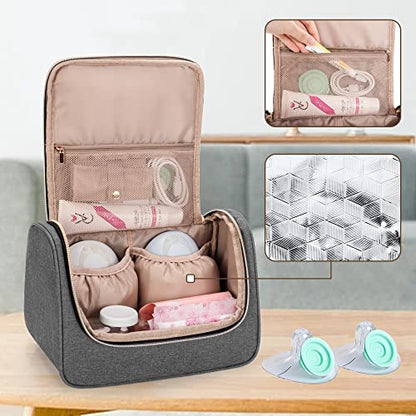 LUXJA Wearable Breast Pump Bag with a Waterproof Mat, Gray - color: Gray