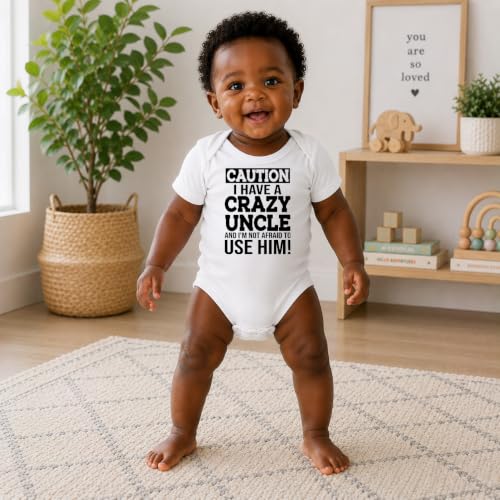 CBTwear Caution I Have a Crazy Uncle Funny Baby Bodysuit - color: White, size: 6 Months