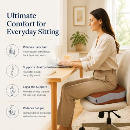Memory Foam Ergonomic Seat Cushion for Office Chairs Pain Relief - color: Brown Mesh