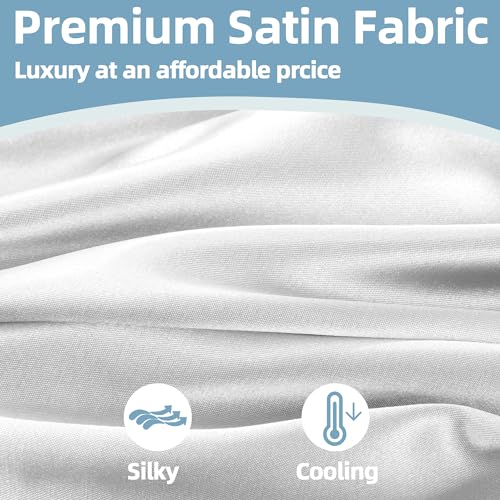 BALAPET Silky Satin Pregnancy Pillow Cover (ONLY Pillowcase), U Shaped Luxurious Smooth Maternity Pillow Cover, Soft & Breathable Large Pillow Protector with Hidden Zip for Side Sleeper, White - color: White