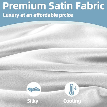 BALAPET Silky Satin Pregnancy Pillow Cover (ONLY Pillowcase), U Shaped Luxurious Smooth Maternity Pillow Cover, Soft & Breathable Large Pillow Protector with Hidden Zip for Side Sleeper, White - color: White