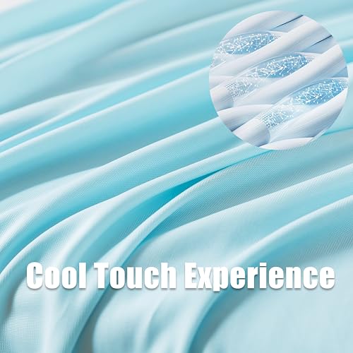 WhatsBedding Memory Foam Body Pillow with Cover, Long Bed Pillow for Adults - color: White Pillow+ Cooling Blue Pillowcase