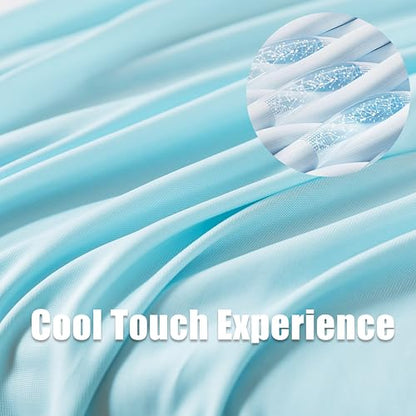 WhatsBedding Memory Foam Body Pillow with Cover, Long Bed Pillow for Adults - color: White Pillow+ Cooling Blue Pillowcase