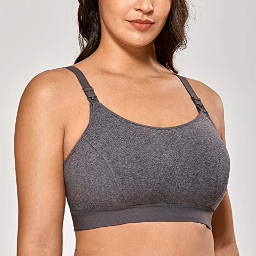 Gratlin Cotton Nursing Bra for Breastfeeding - color: Charcoal Heather, size: 4X-Large