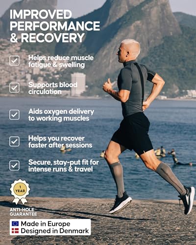 DANISH ENDURANCE Compression Socks, 21-26 mmHg, Circulation Aid, 1 & 2-Pack - color: Solid Black, size: X-Large