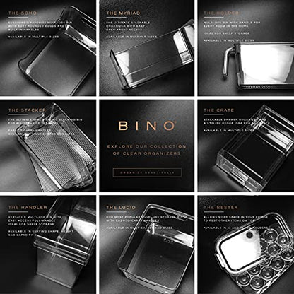 BINO | Stackable Storage Bins, Medium - 4 Pack THE STACKER COLLECTION Clear Plastic Built-In Handles BPA-Free Containers for Organizing Kitchen Pantry Multi-Use Organizer Bins - size: Medium (Pack of 2)