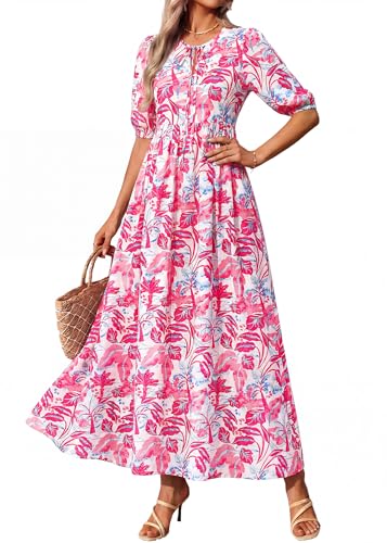 KIRUNDO Maxi Dresses for Women 2026 3/4 Sleeve Summer Dress - color: Red, size: Small