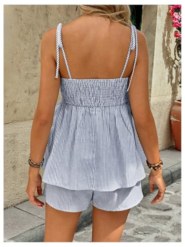 MakeMeChic Women's Maternity 2 Piece Summer Striped Sets - color: Dark Blue, size: Large