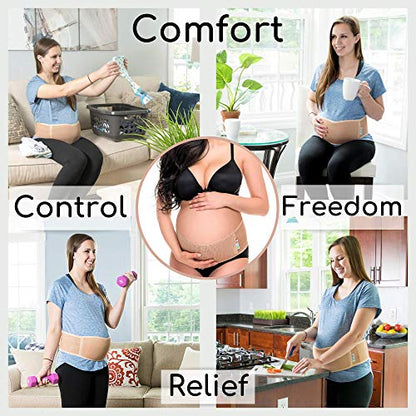 Adjustable Pregnancy Belt Belly Band - Maternity Belly Support with Breathable Mesh, Stretch Straps for Abdominal Weight, Pelvic Pressure, and Back Pain Relief