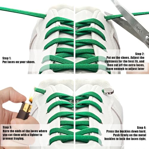 2 Pairs Elastic Shoe Laces No Tie Flat Shoelaces for Adults & Kids Sneakers - color: White
