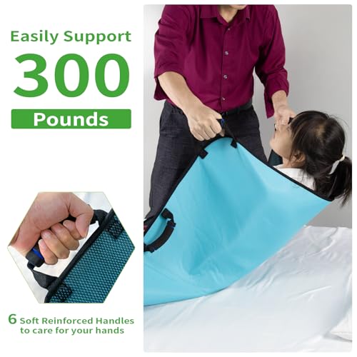 Patient Positioning Bed Pads with Reinforced Handles–36" x 34" Washable & Reusable Transfer Sheets, Draw Sheets for Elderly Care, Turning, Lifting & Repositioning - color: 02blue-36*34"
